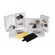 Support rectangle en carton à languette or et noir