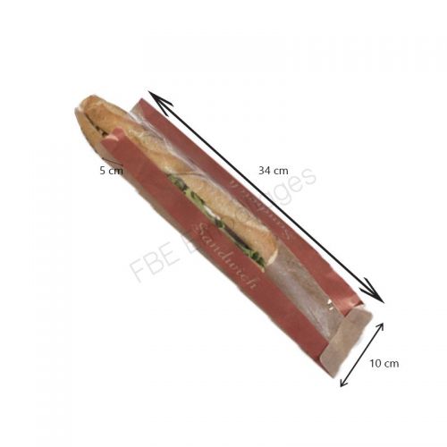 sac sandwich kraft à fenêtre avec les dimensions